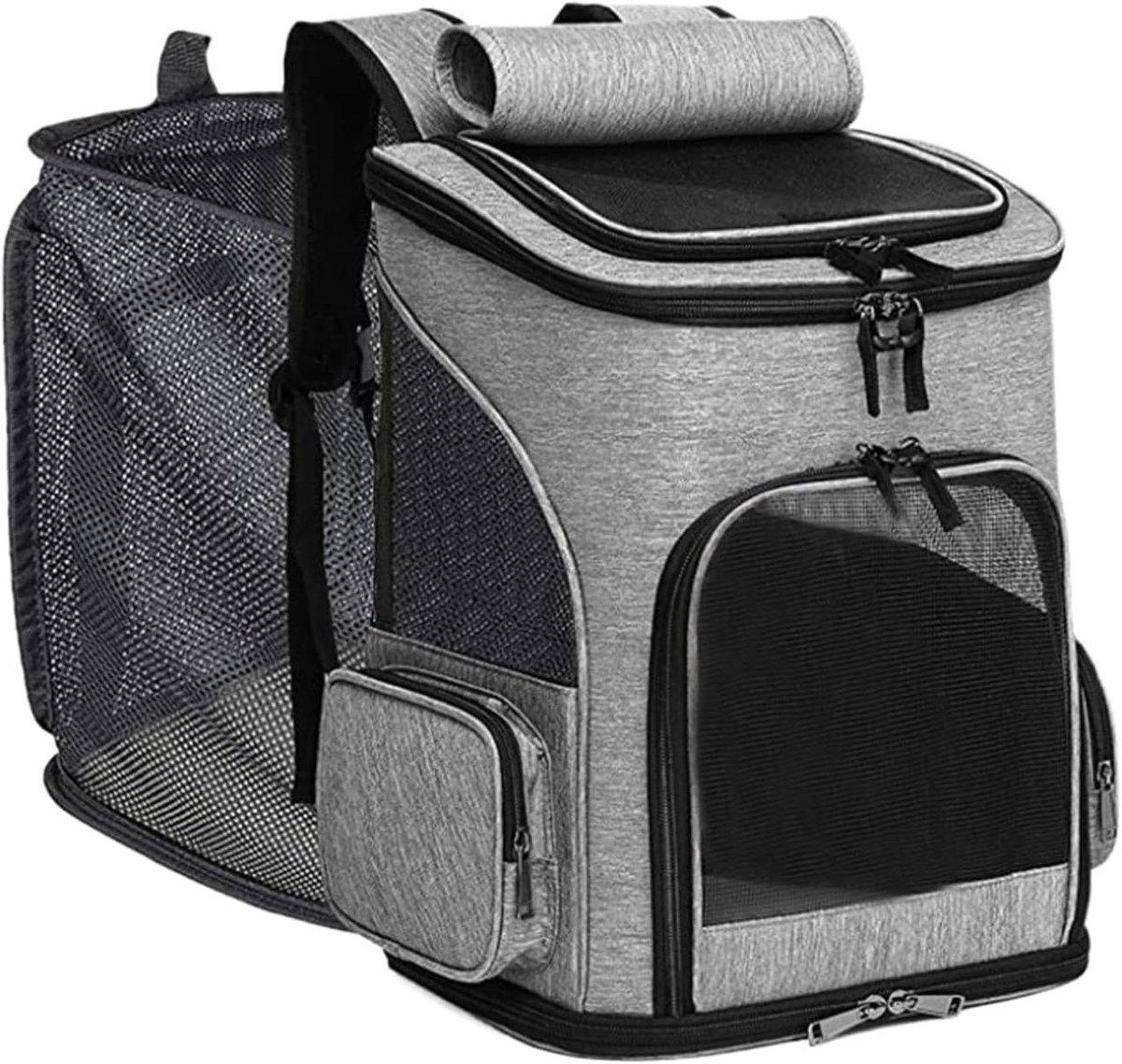 Katten Transportbox - Reistas Huisdier - Veilig Vervoer - Uitbreidbaar Ontwerp - 41 x 32 x 10 cm - Grijs