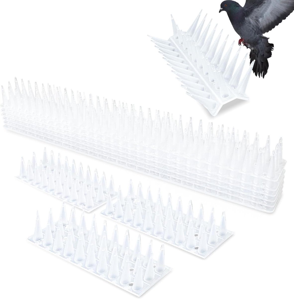 Dierenafschrikking met 6 Stuks Vogelwerende Spikes, 8.46 Meter Lange Plastic Spikes voor Pigeon, Katten en Marters, Ideaal voor Balkon en Raamdecoratie