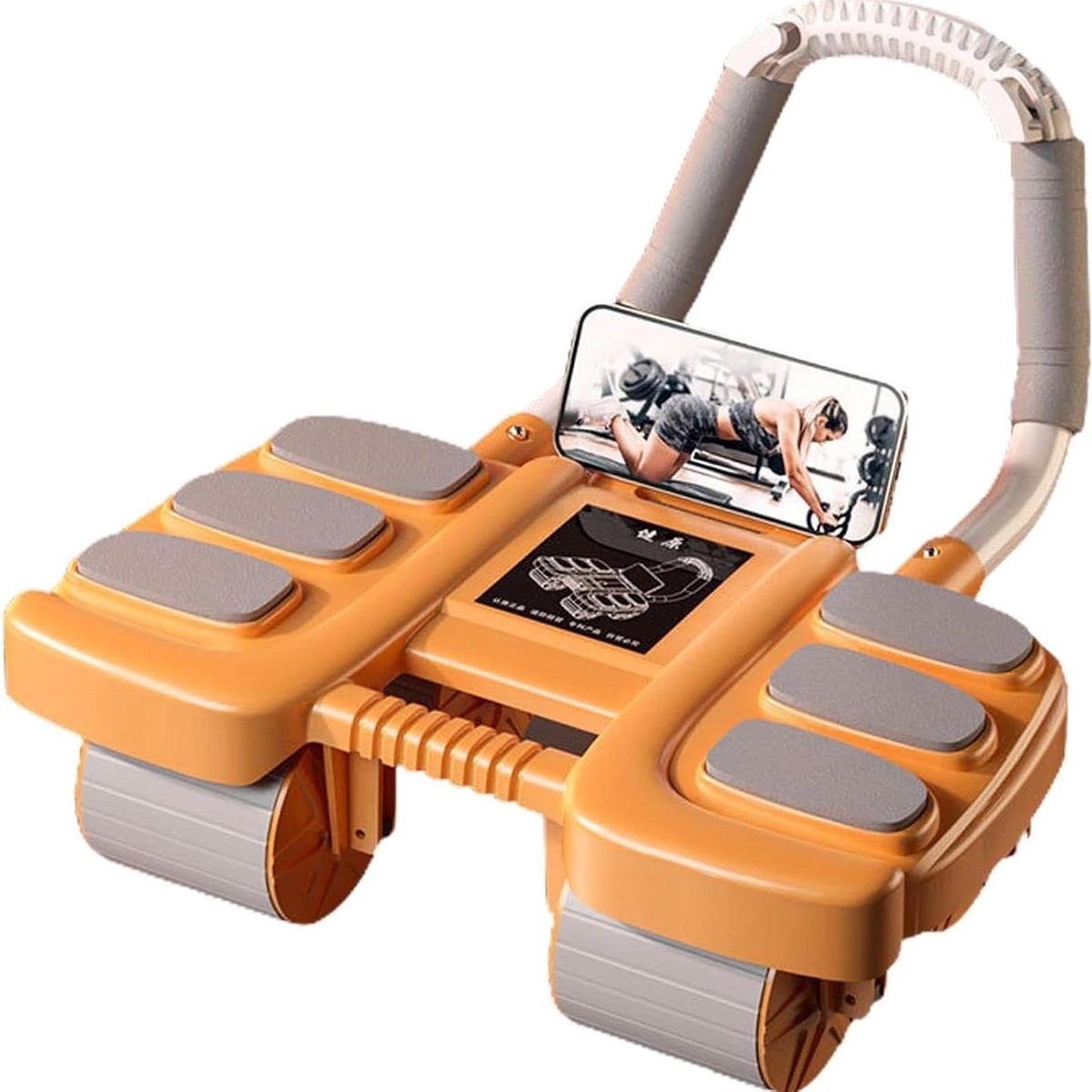 Ab Wheel Roller - Buiktrainer Wiel - Core Workout - Automatische Rebound - 4 Wielen - Oranje