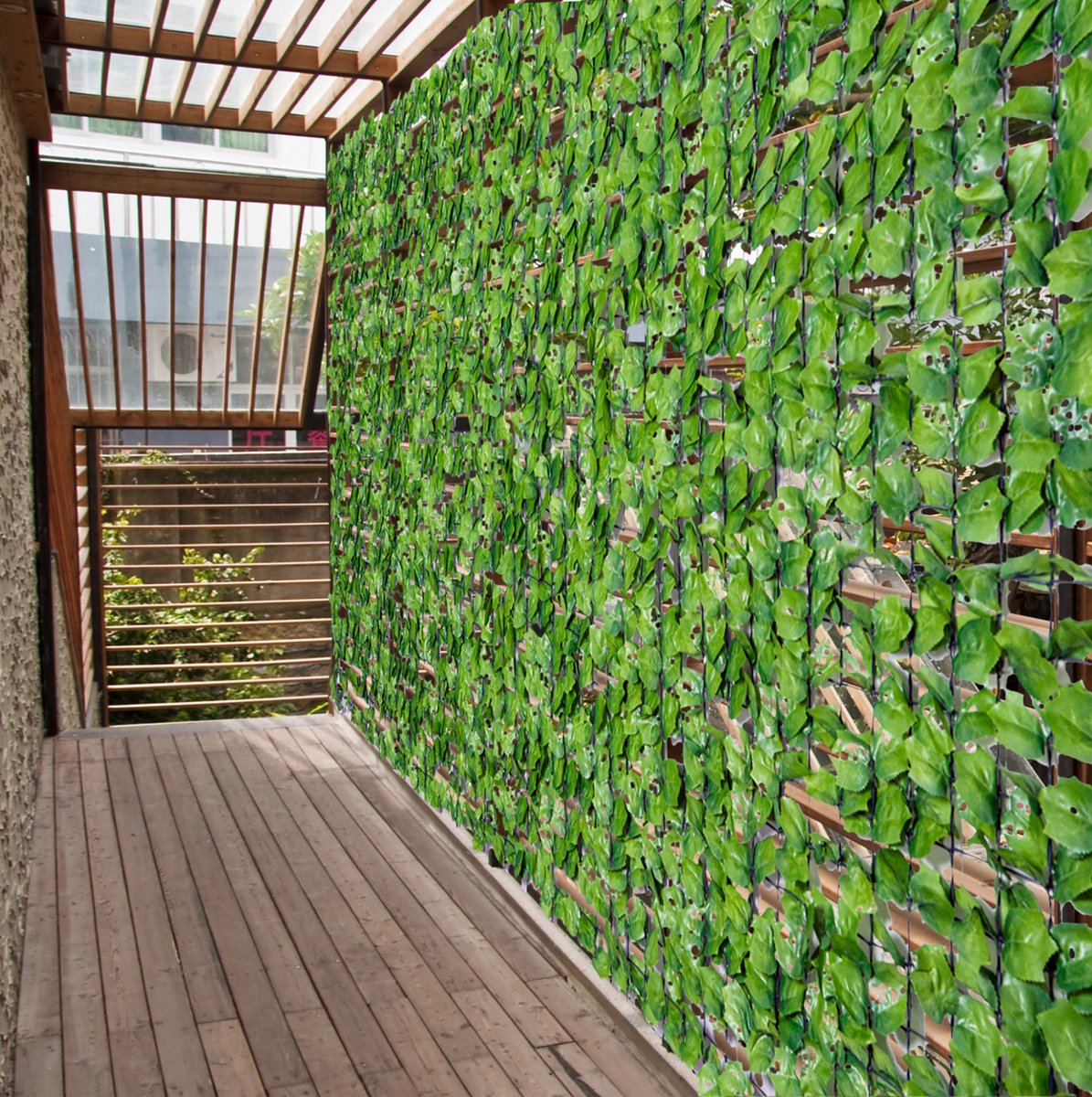 COVREO Kunsthaag 300 x 150 cm lichtgroen PE en geweven doek, voor privacy