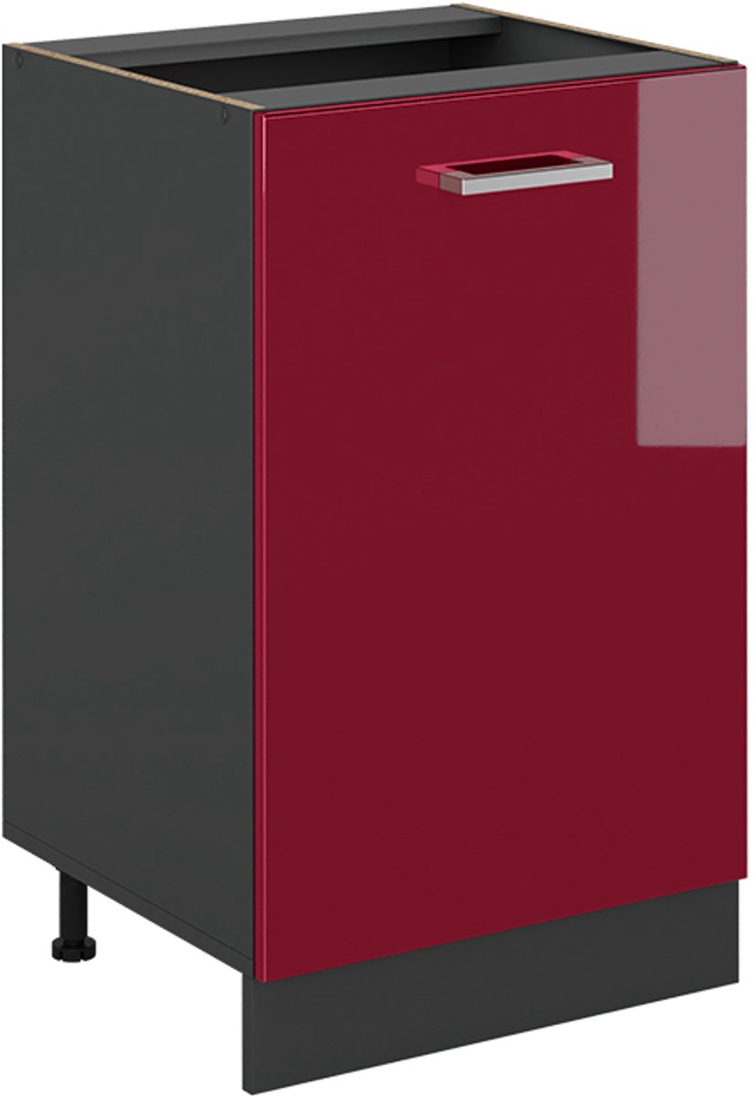 Vicco Keukenonderkast R-Line, Rode hoogglans/Antraciet, 50 cm zonder werkblad