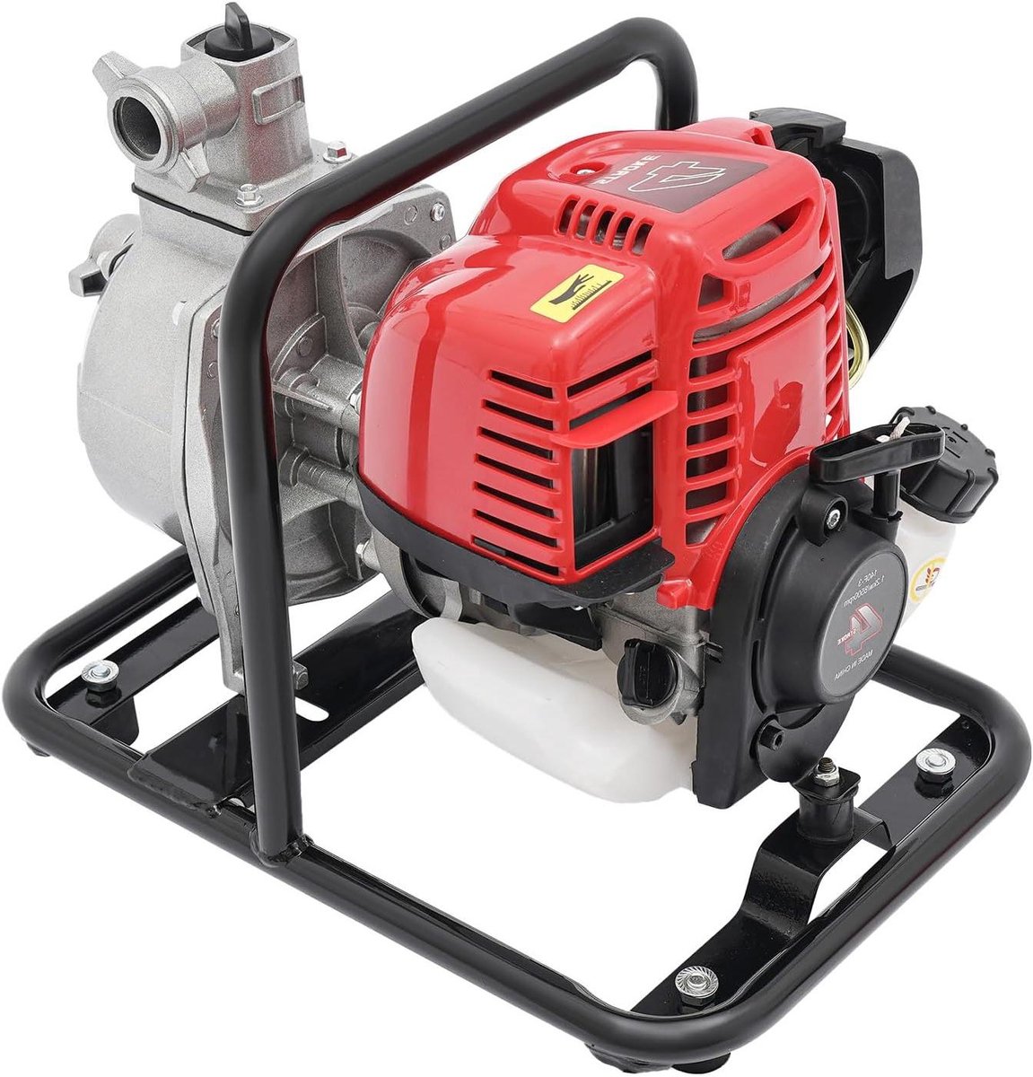 Benzine Waterpomp - Waterpomp 4-takt - Water verplaatsen - Krachtige 1.2 kW motor - 8100 l/u - Zilver rood zwart