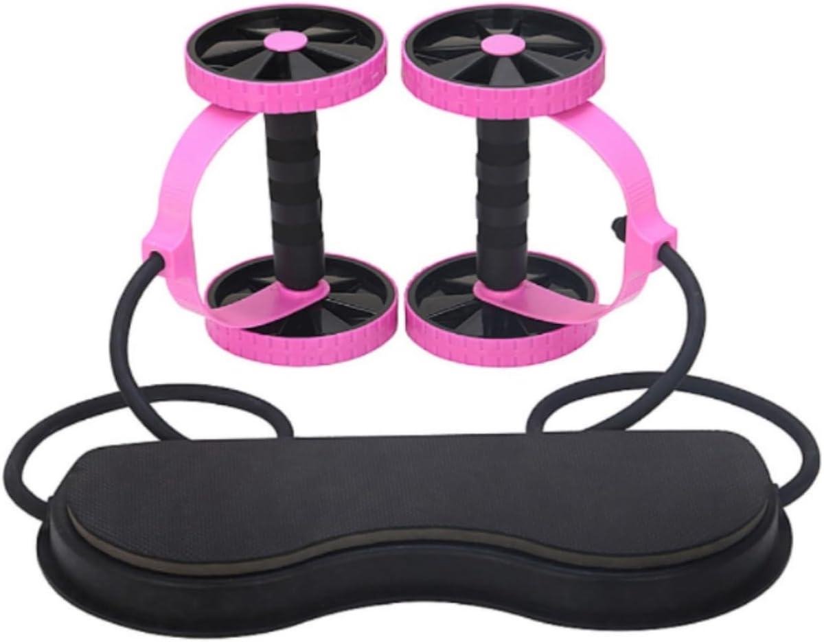 Buikspiertrainer Wiel - Ab Roller Fitnesswiel - Core Training - Verstelbare Sterkte - 40x14.5cm - Roze