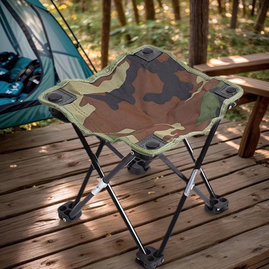 Klapbare Kruk - Intrekbare Stoel - Outdoor Zitten - Snel Opvouwbaar - 26 x 8 x 26 cm - Zwart — afbeelding 4
