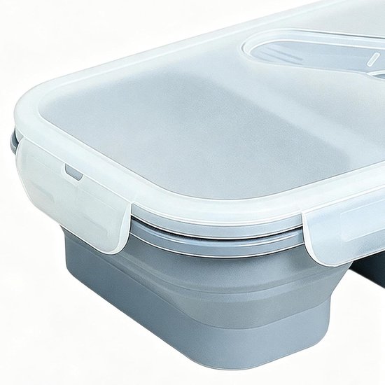 Lunch Container - Maaltijd Bakje - Maaltijd Voorbereiding - Opvouwbaar Lekdicht - 1100 Milliliter - Blauw — afbeelding 2