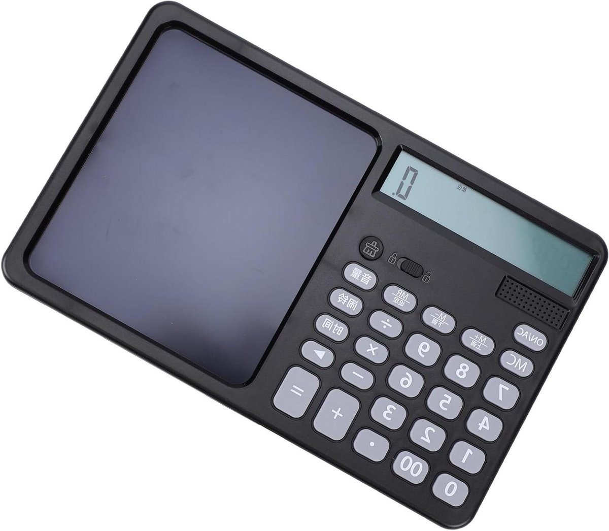 Rekenmachine met Schrijfblok - Zakelijke Calculator - Aantekeningen Maken - 12 Cijfers Display - 7 Inch Schrijfblok - Zwart