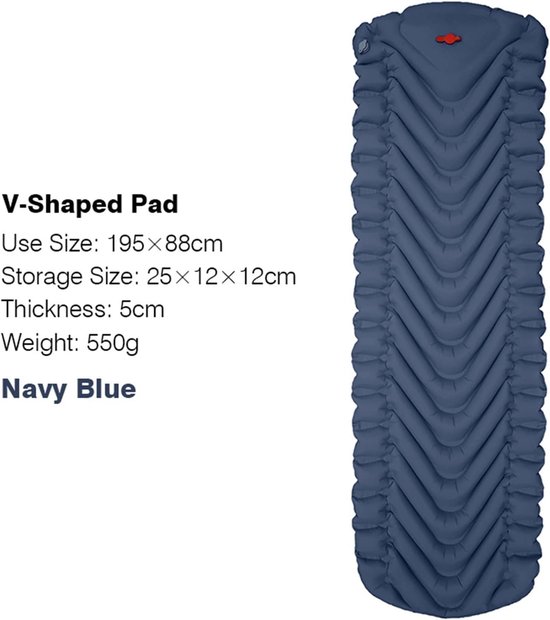 Zelfopblazende Slaapmat - Luchtbed Camping - Comfortabel Slapen - Ingebouwde Voetpomp - 1 minuut opblazen - Marineblauw — afbeelding 3