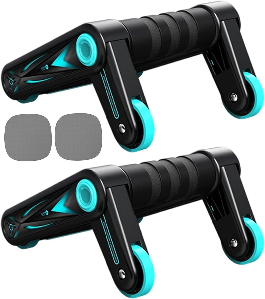 Buiktrainer Wiel - Core Trainer - Thuistraining - Opvouwbaar Ontwerp - 18x18x12 cm - Blauw-zwart