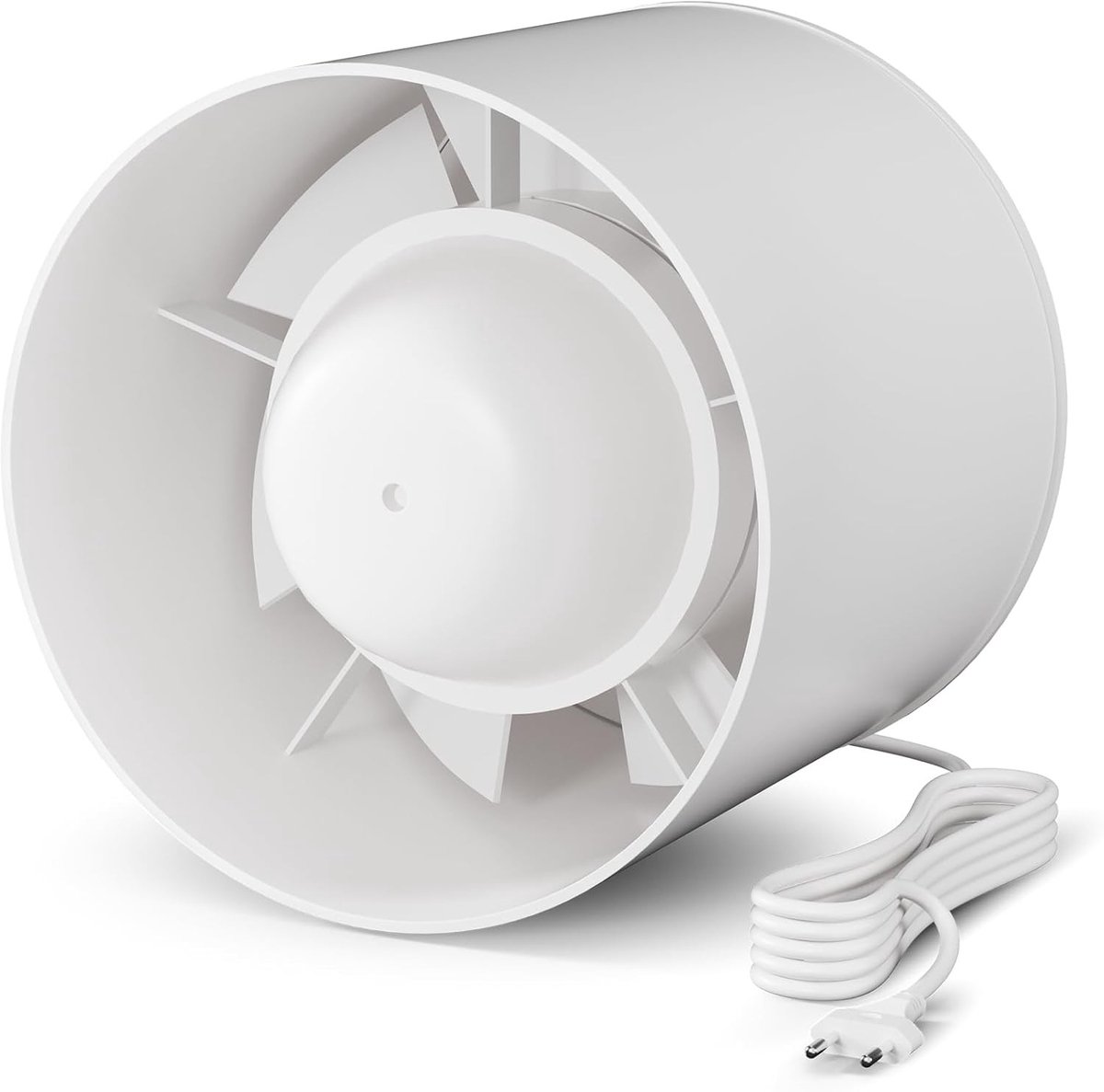 Afzuiging badkamer - Witte buisventilator - 100 mm - Inline kanaalventilator met 1,5 m stekker - Voor ventilatie in huis en serre
