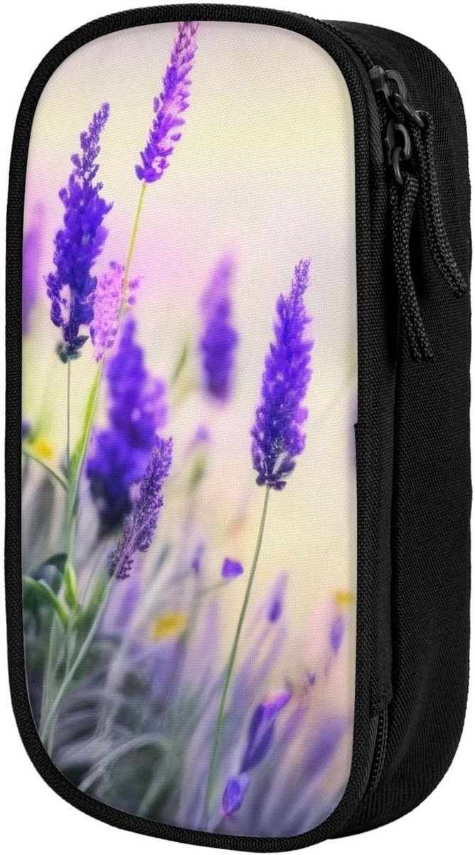 Etui met bloemenprint - Pennentas Pennencase - Briefpapier Organiseren - Grote capaciteit - 21 x 10.5 x 5 cm - Zwart