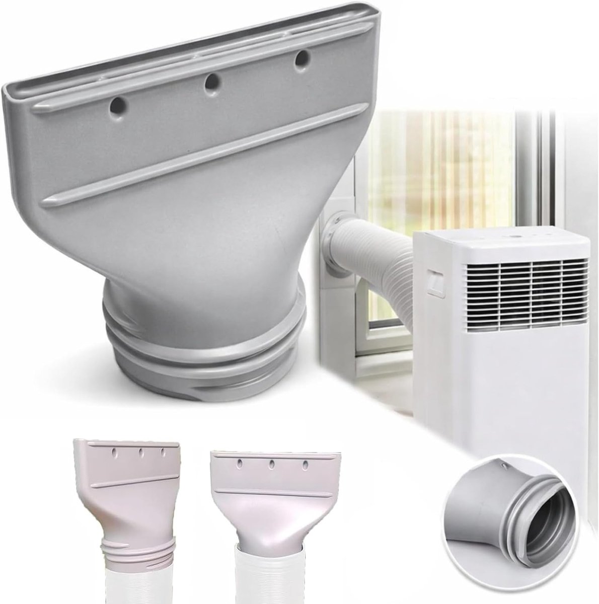 Afvoerslang airco - Wit - Platte Adapter 130/150 mm - Kunststof Slangaansluiting - Voor Mobiele Airconditioners