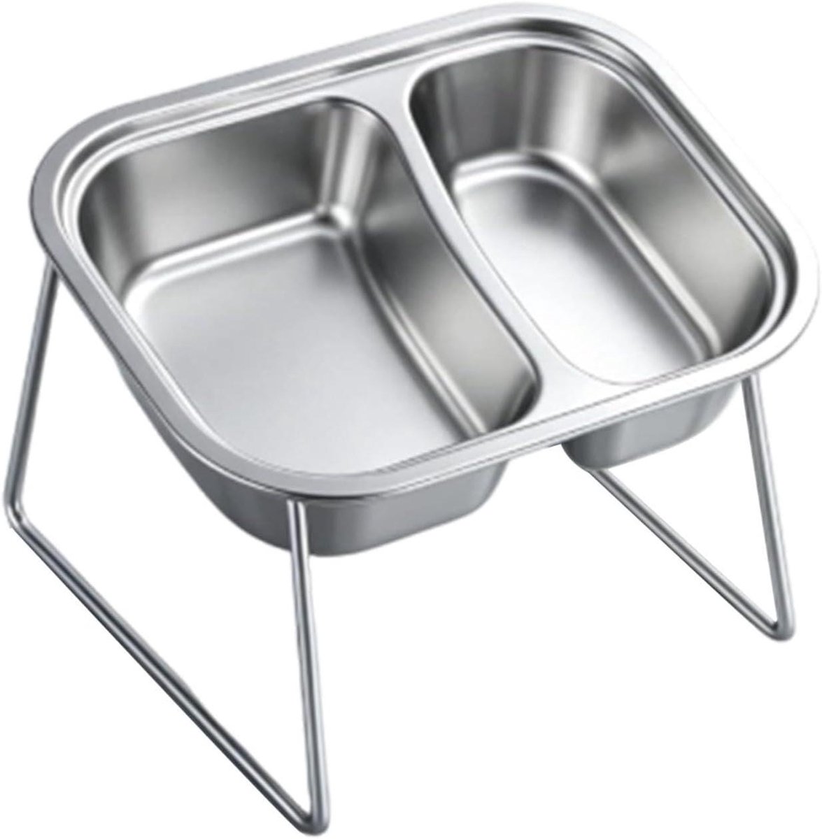 Verhoogde Kattenkom - Gekantelde Voerbak - Comfortabel Eten - Nekspanning Verlicht - 215 x 155 x 105 cm - Zilver