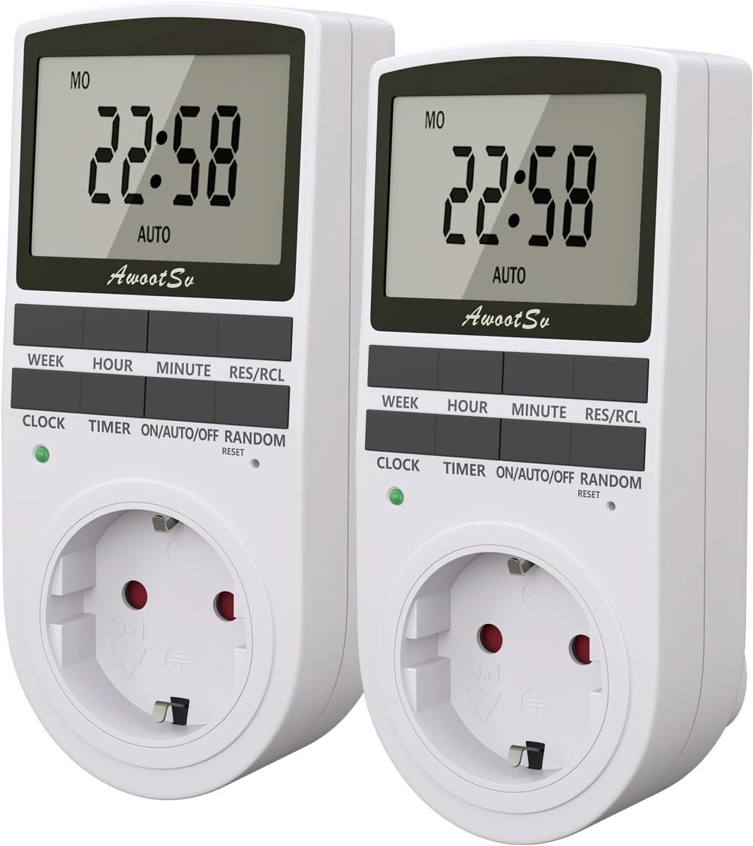 Tijdschakelaar / schakelklok - Wit - 24 uur/week - Digitale timer met LCD-display - Voor licht en elektrische apparaten