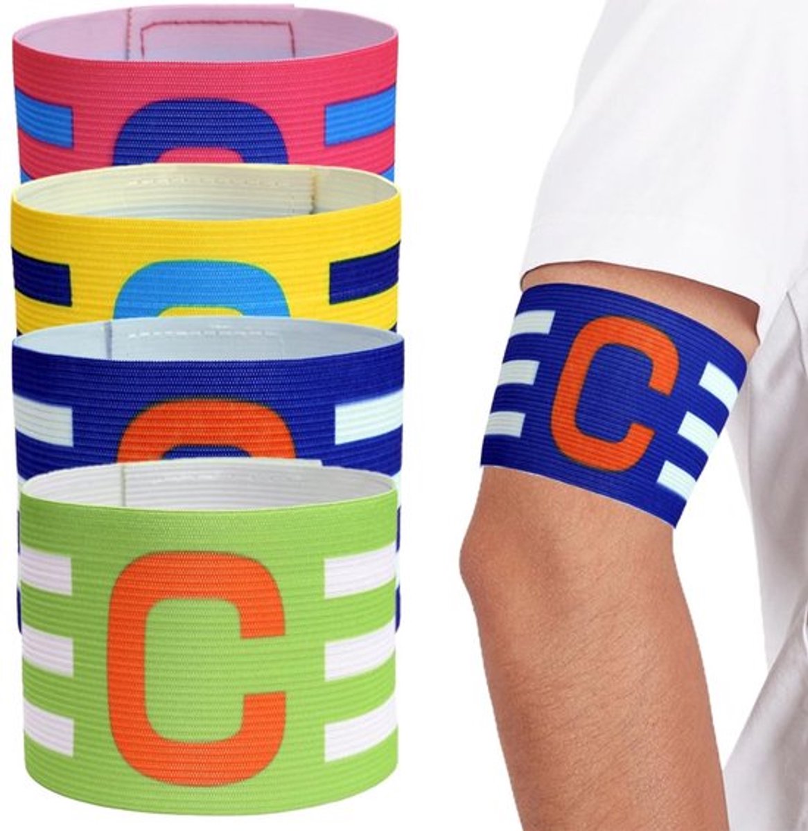 Kapiteinsverband 4 Stuks - Verstelbaar - Elastisch - Multisport - Voor Kinderen/Volwassenen - Eenvoudig in te Stellen - Armband