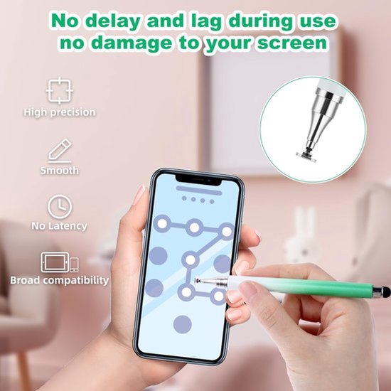 Styluspen 2-in-1 - Dual-end Styluspennen - Siliconen en Kunststof - Voor Smartphone/Tablet - Universeel Touchscreen - 3 Stuks - Touchpen — afbeelding 2