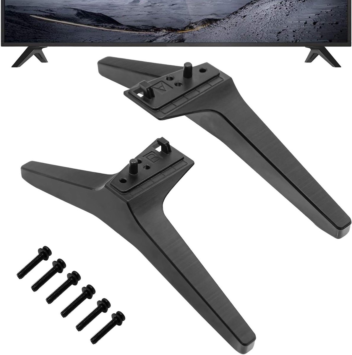 TV Stand Voeten - TV Onderstel Vervanging - TV Stabiliseren - Boorvrije Installatie - 49-65 Inch - Zwart