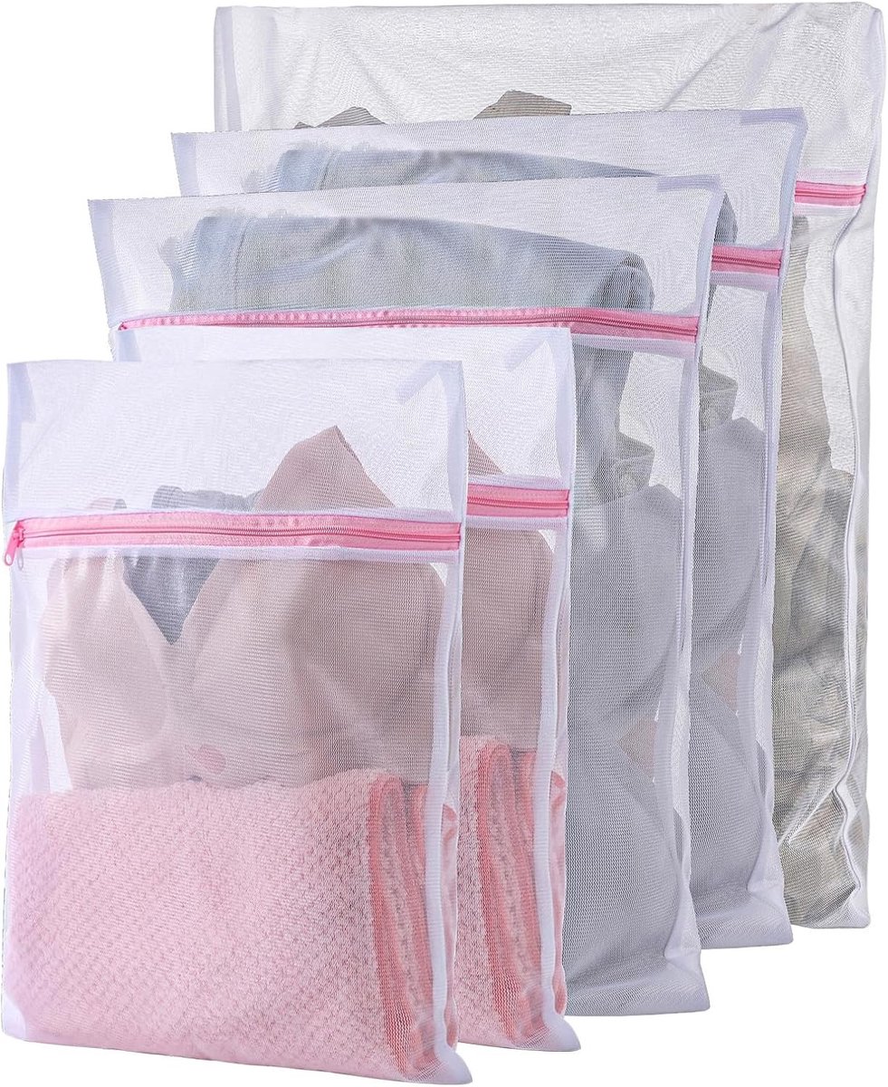 Wasnet voor Wasmachine - Wit - Maat XL, L en M - Polyester met Verborgen Ritssluiting - Voor Kleding en Reisopslag