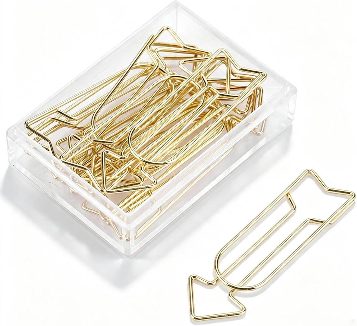 Gouden Paperclips in Doos van 12 Stuks - Schattige Carton Clips van Elektrolytisch Metaal voor Kantoor en Creatieve Projecten