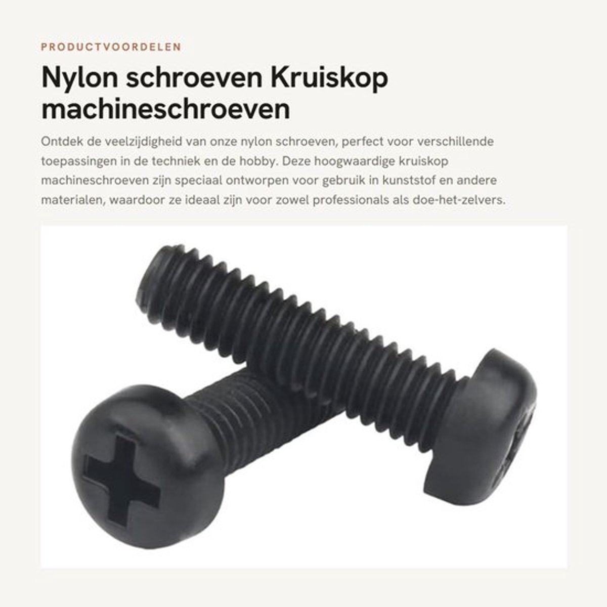 Nylon schroeven - Kruiskop machineschroeven - 50 stuks - Zwart - Kunststof schroeven - M6x20mm - Geschikt voor diverse toepassingen