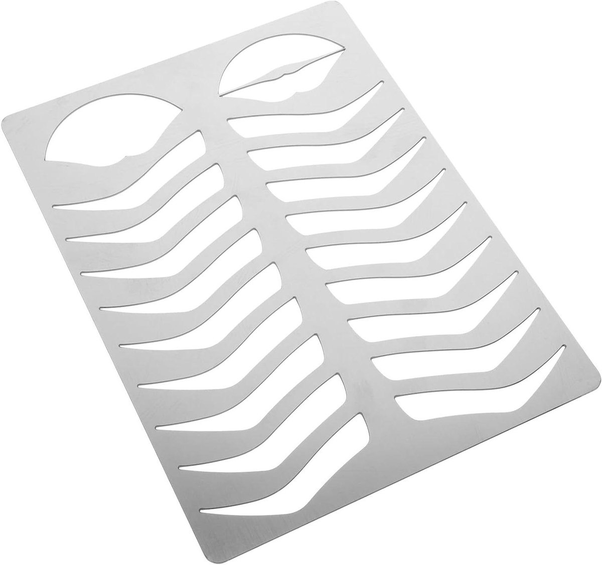 Wenkbrauw Sjabloon - Oefenmal Vormpjes - Make-up Oefenen - Roestvrij Staal - 19.6 x 14.5 cm - Zilver