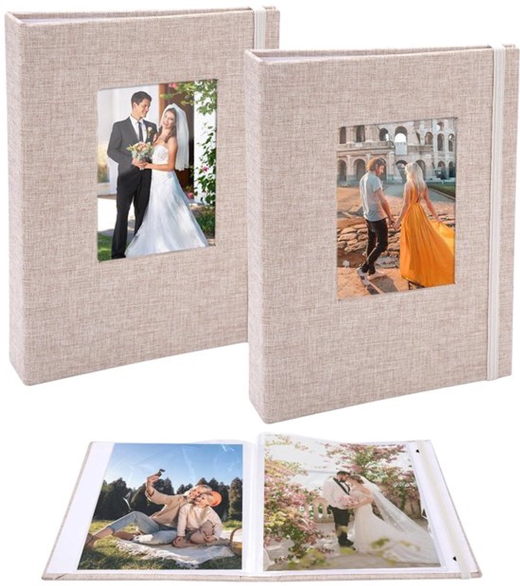 2 stuks fotoalbums, insteekalbum, 13 x 18 cm, fotoalbums, klein, 26 pagina's met 52 foto's, insteekalbum 13 x 18, fotoalbum, fotoalbum om in te steken, linnen fotoalbums, insteekalbums voor bruiloft