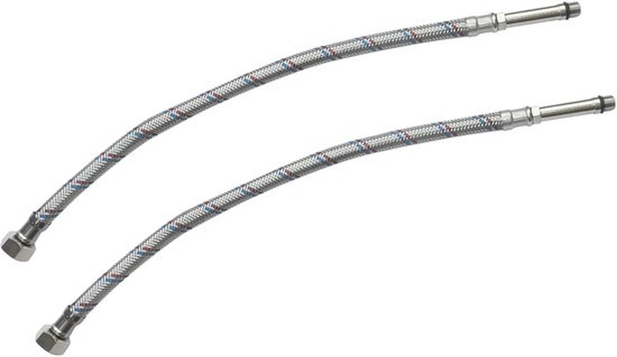 Schroefverbinding Set van 2 - Flexibele Aansluitingen - 3/8" Vrouwelijk / M10 Mannelijk - Lengte 400 mm - Slangleidingen - Sanitaire Verbinding - Flexibele Slangen
