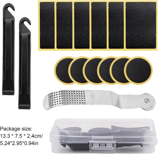 Fietsband Reparatieset - Bandenplakker Kit - Lekke Band Repareren - Waterdichte Rubber Patches - 15-delige Set - Zwart — afbeelding 5