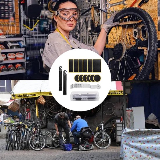 Fietsband Reparatieset - Bandenplakker Kit - Lekke Band Repareren - Waterdichte Rubber Patches - 15-delige Set - Zwart — afbeelding 2