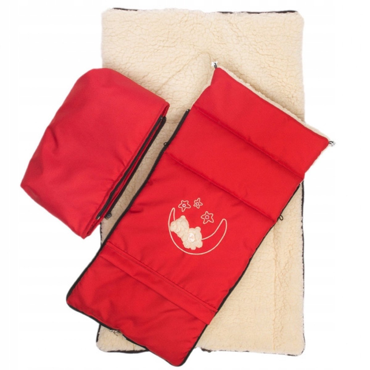 Lamswol Babyslaapzak Kinderwagen/Autostoel/Slee Waterdicht Rood 40/110cm