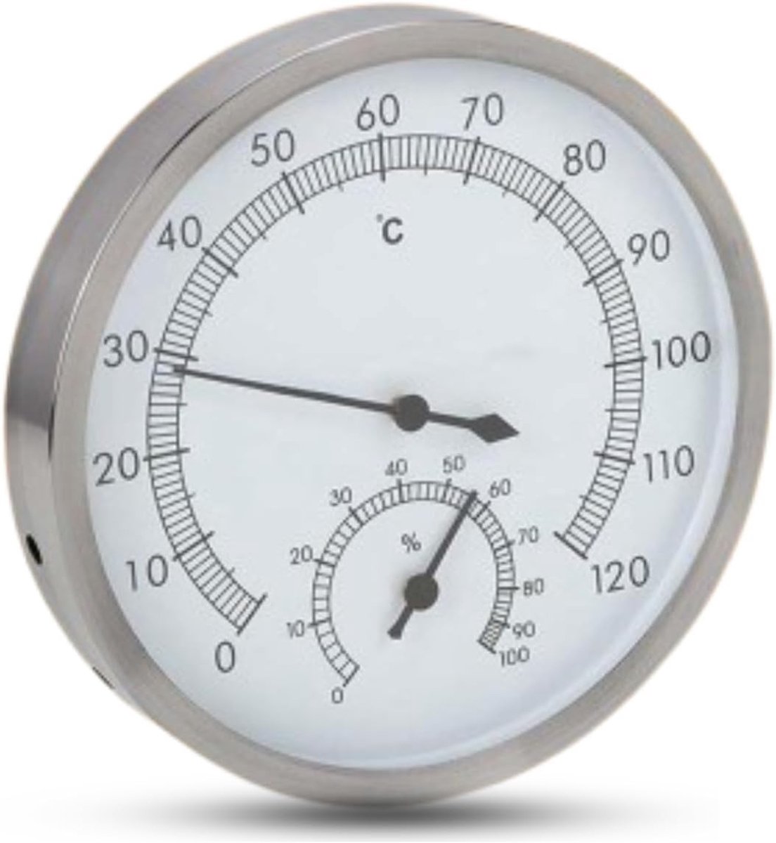 2-in-1 Thermometer en Hygrometer voor Sauna en Stoomcabine, RVS, Ideaal voor Badkamer en Wellness Ruimtes