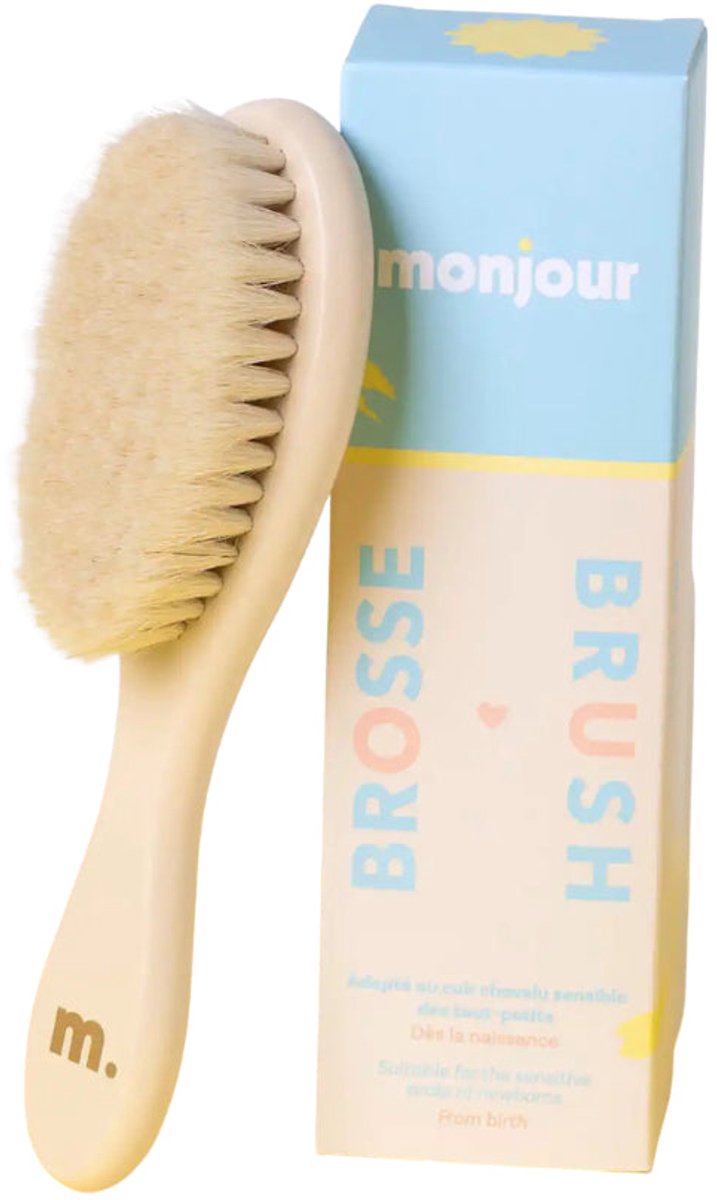 Monjour Mijn Eerste Borstel - Babyhaarborstel - Geitenhaar en beukenhout