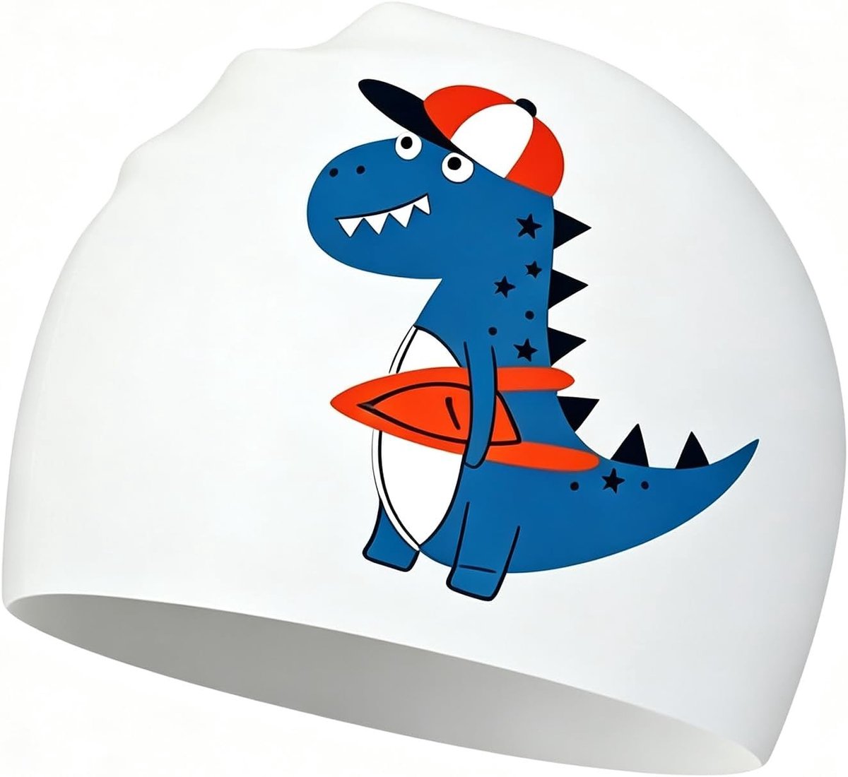 Zwemcap voor Kinderen met Coole Dinosaurusprint - Waterdichte en Antislip Zwemcap voor Training, Geschikt voor Jongens van 3-12 Jaar