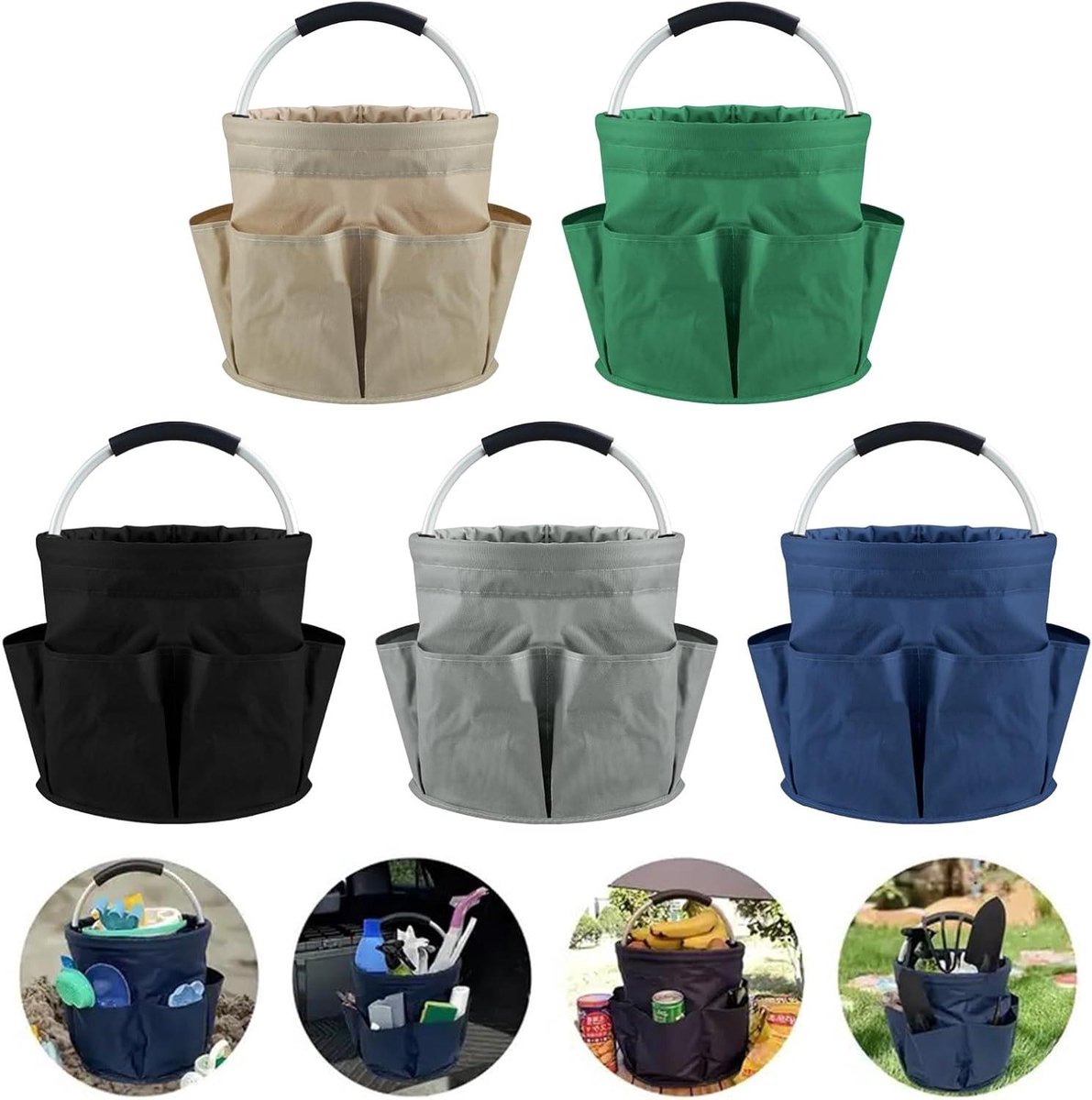 Opvouwbare Emmer - Picknickmand Opberger - Kamperen en Reizen - Dubbellaags Thermisch - 29 cm - Donkerblauw