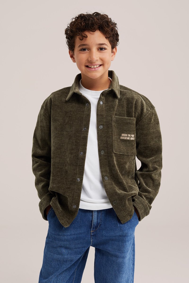 WE Fashion Jongens corduroy overshirt met embroidery