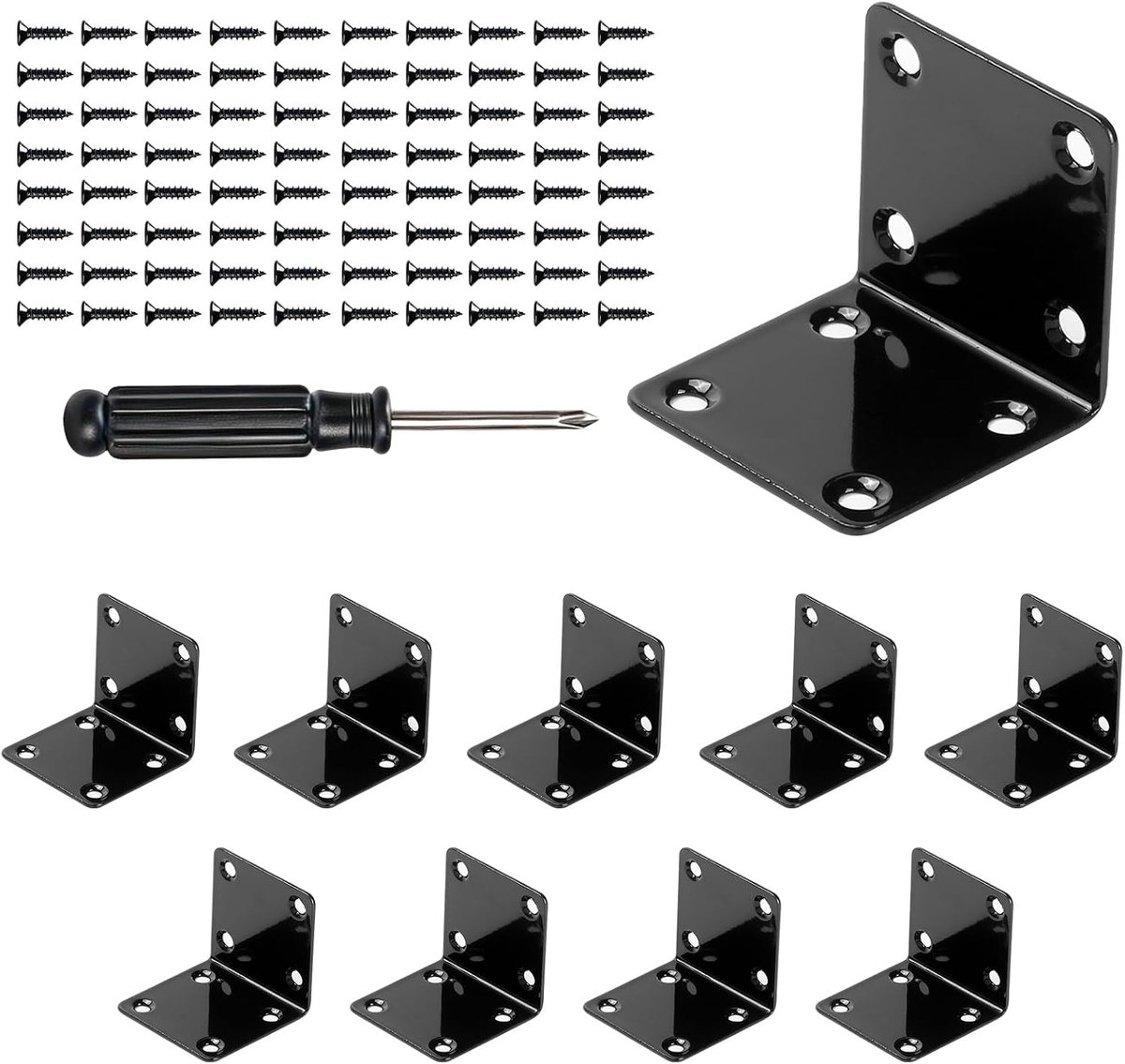 Hoekijzers - Zwart - 50 x 50 x 2 mm - Metalen Hoekverbinders voor Meubel- en Bouwmontage