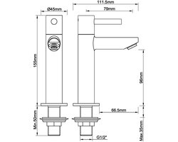 AquaVik Fonteinkraan XL Älv Kiwa 1/2'' Nordic Geborsteld RVS
