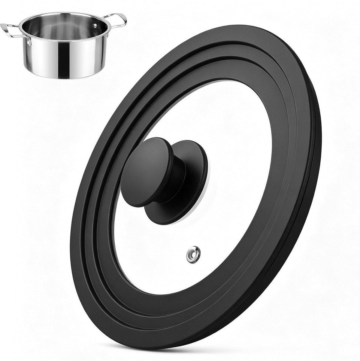 Universaldeksel voor Pannen en Töpfe Ø 16, 18 en 20 cm, Glas met Silikonrand