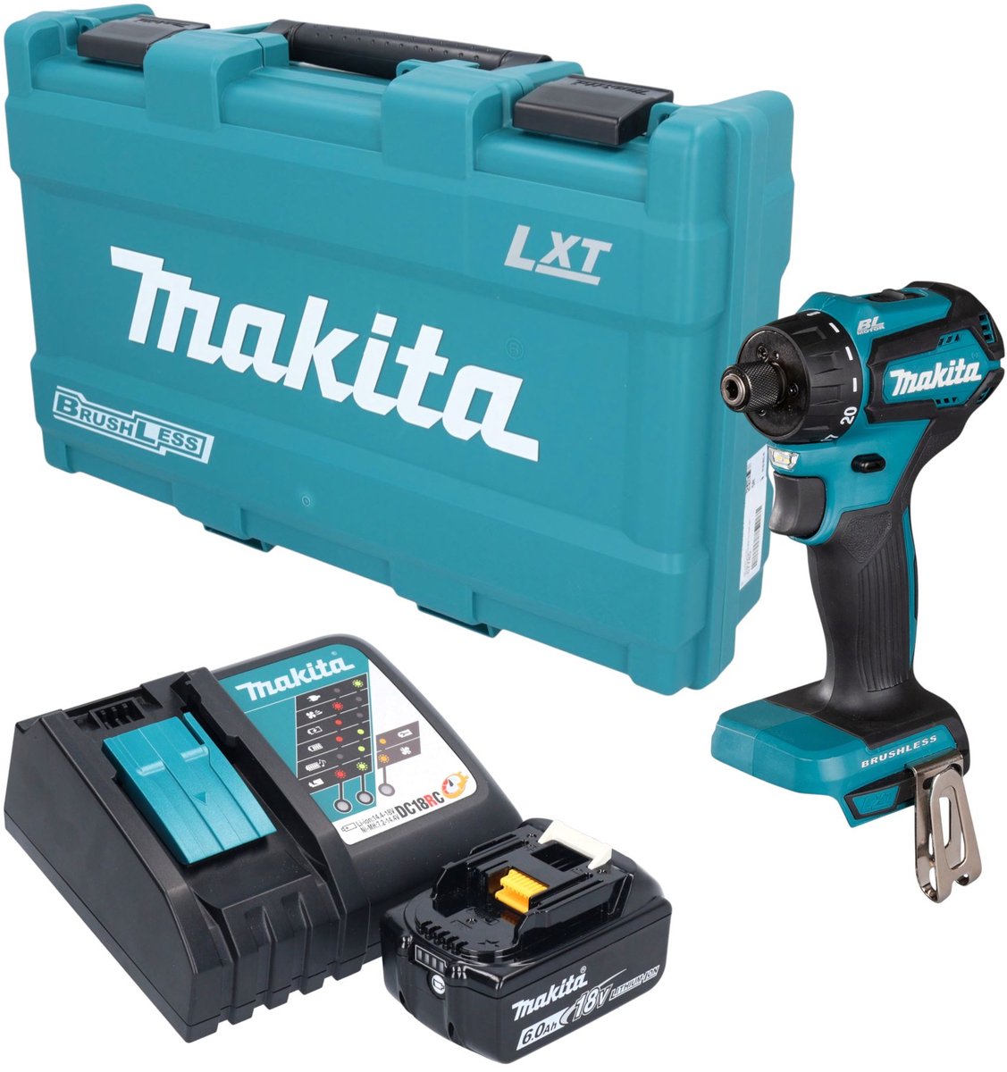 Makita DDF 083 RG1K accu-boorschroevendraaier 18 V 40 Nm 1/4" borstelloos + 1x accu 6,0 Ah + oplader + koffer