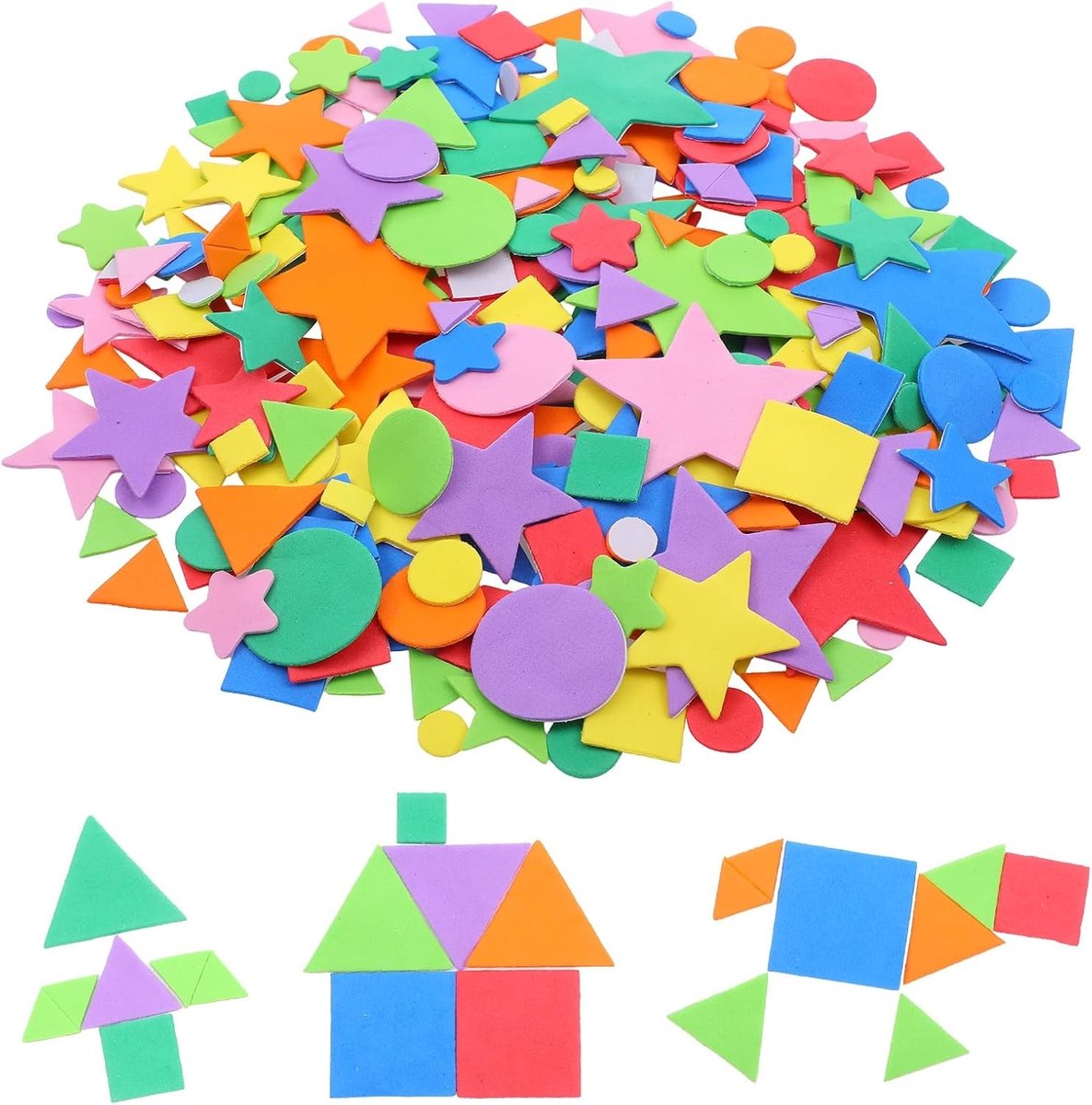 Schuimrubber Stickers - Knutselstickers Vormen - Kinderen Knutselen - Zelfklevend EVA Schuim - 1-5.5 cm - Meerkleurig