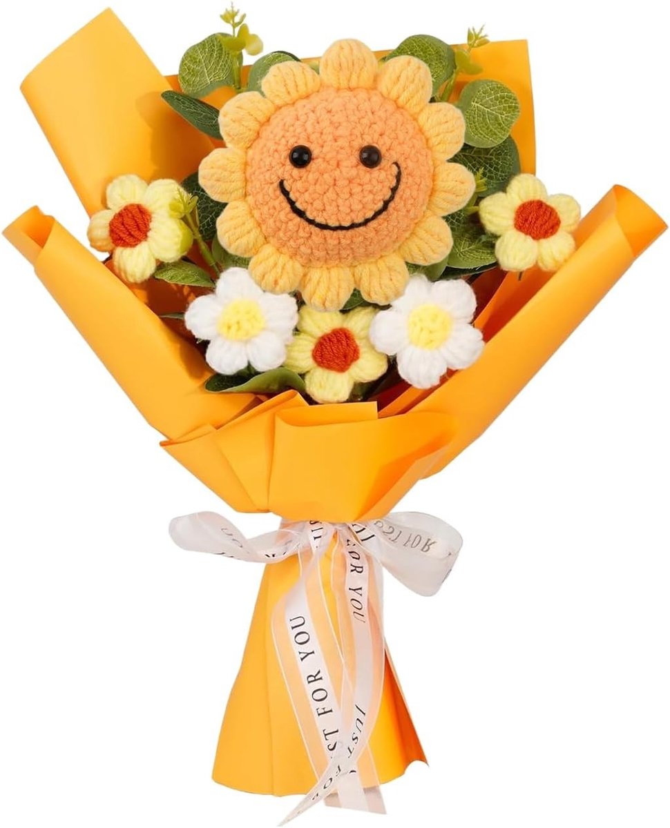 Kunstmatige Haakboeketten met Zonnebloemen voor Feestdagen, Bruiloften en Moederdag, Perfecte Decoratie