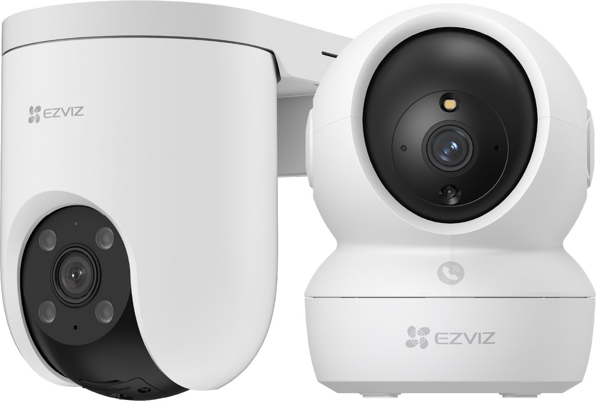 EZVIZ H8c Pro 4K + H6c Pro 4K Beveiligingscamera - 4K Binnen & Buiten - 360° Camera's met AI Detectie - Wit - 2 Stuks