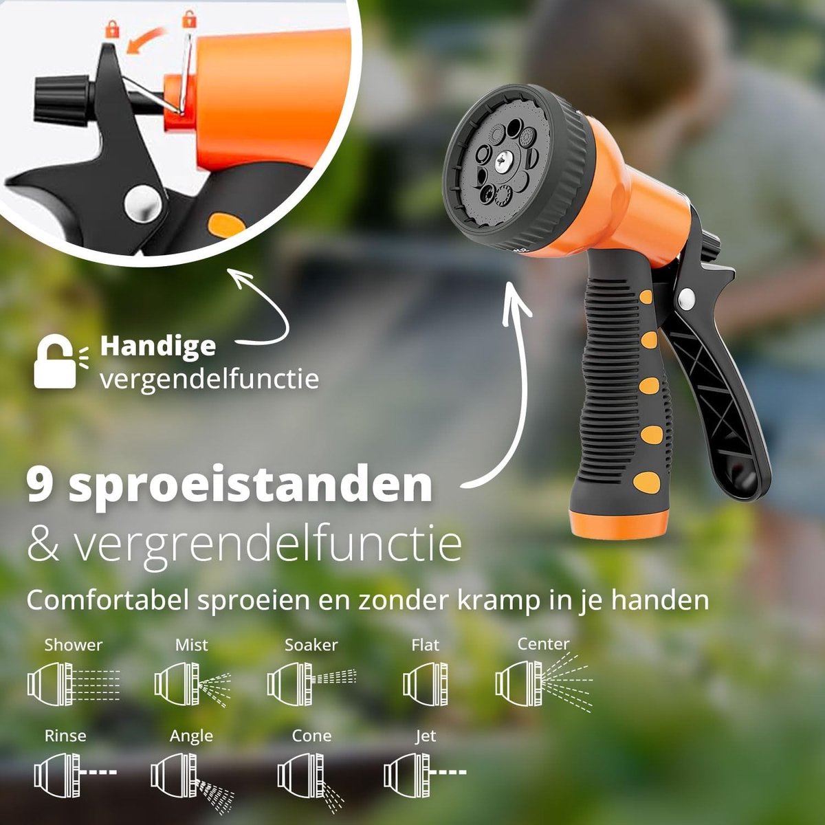 Tuinslang 30 meter - Automatische Tuinslanghaspel - 180° Draaibaar - PVC Slang met 9-standen Sproeikop - Voor Tuin en Buitengebruik