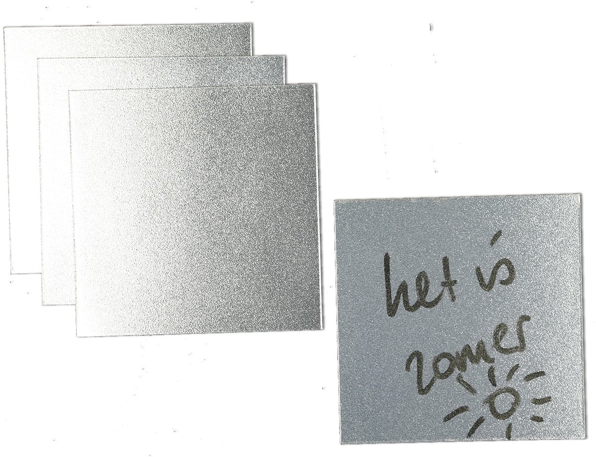 Beschrijfbare Magneetlabels Zilver Metallic 9,5x9,5cm - Kamer26
