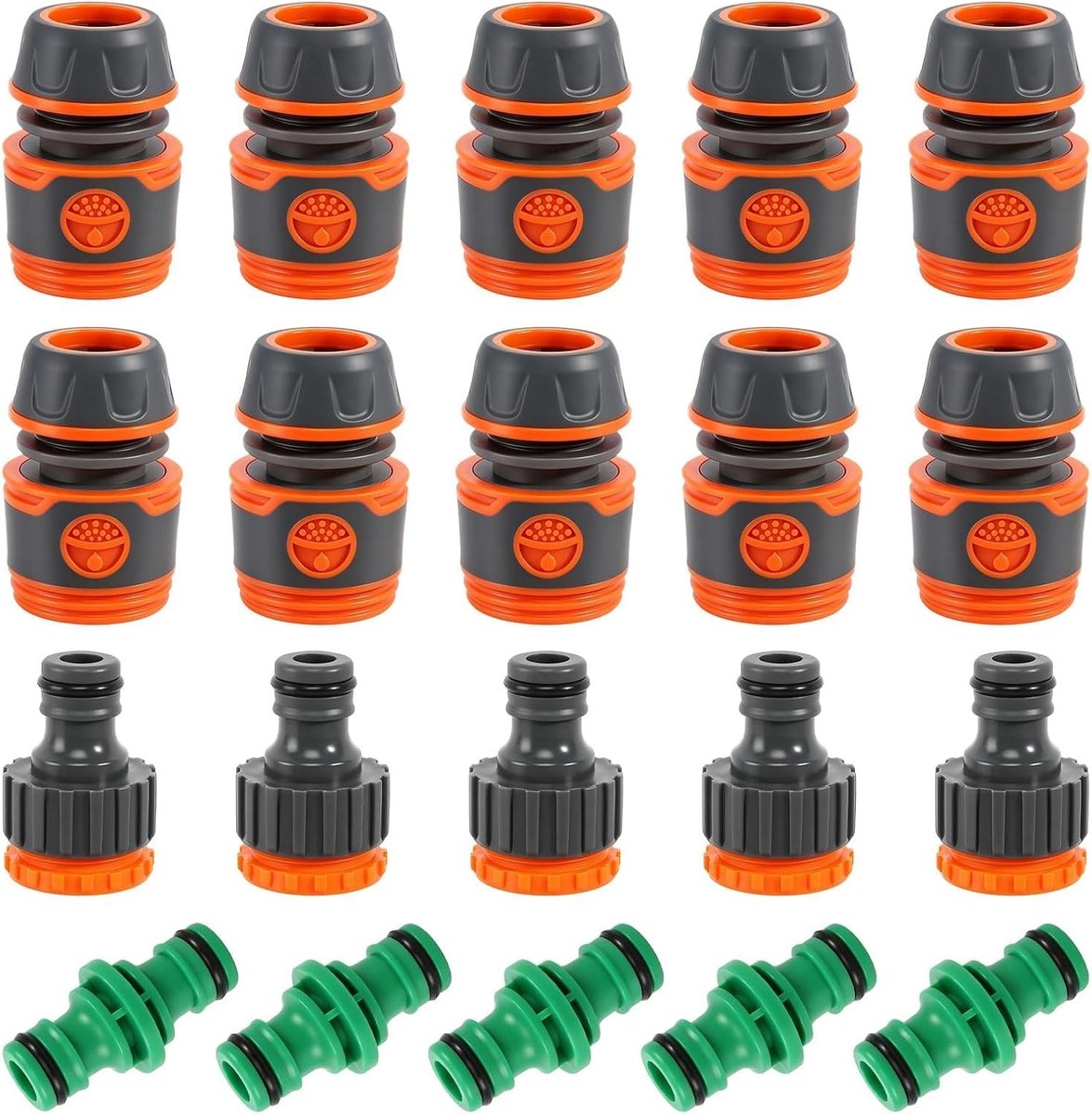 Hose Coupling Set van 20 Stuks voor 1/2 Inch Tuinslangen, Inclusief Slangkoppelingen en Connectoren voor Tuinonderhoud en Besproeiing