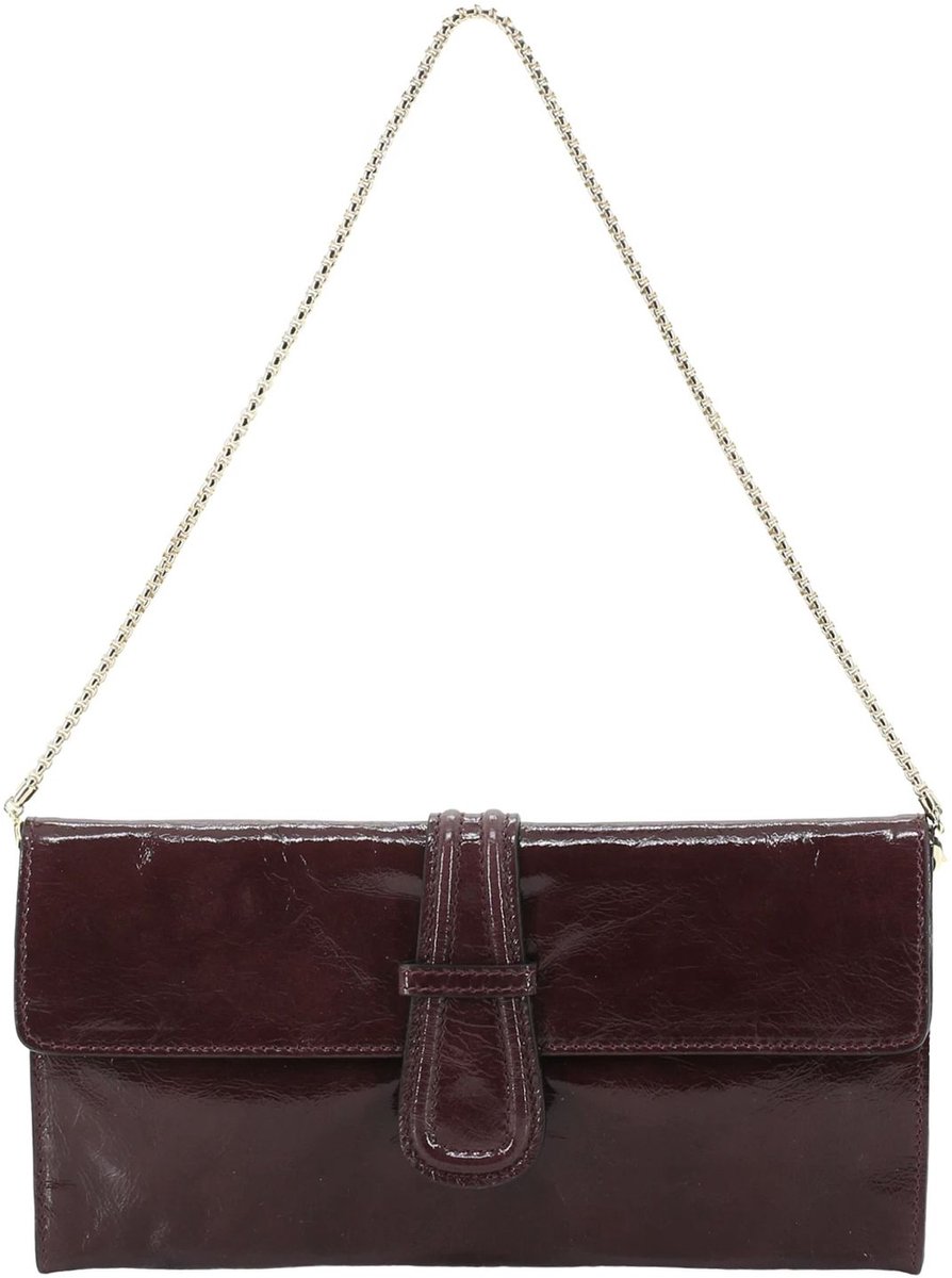abro schoudertas clutch Leather Venice Luna Shoulder Bag Burgundy wijnrood