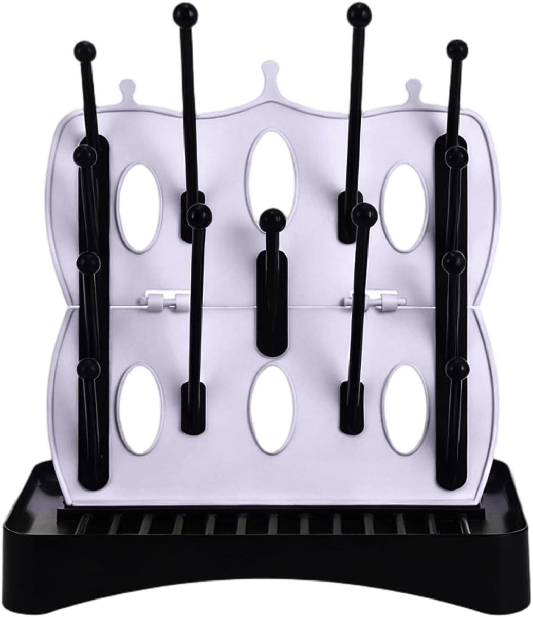 Flessen Droogrek - Fles Organizer - Flessen Drogen - Opvouwbaar met 16 Haken - 25.2 x 17 x 30 cm