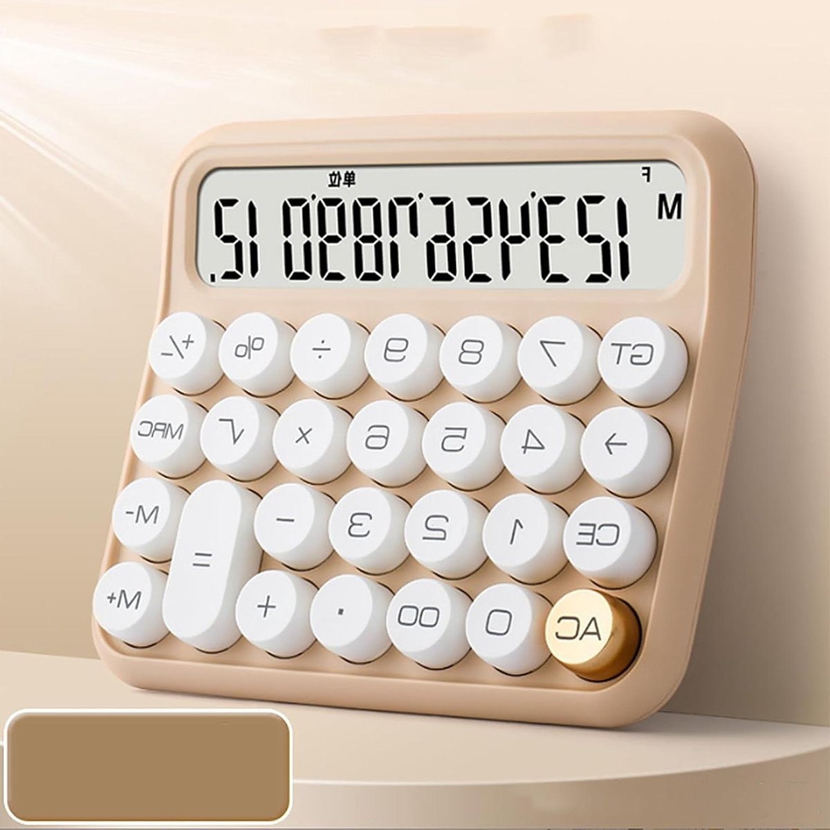Rekenmachine met Grote Knop - Basis Calculator - Kantoor Werk - Mechanische Toetsen - 12 Cijfers - Melkthee