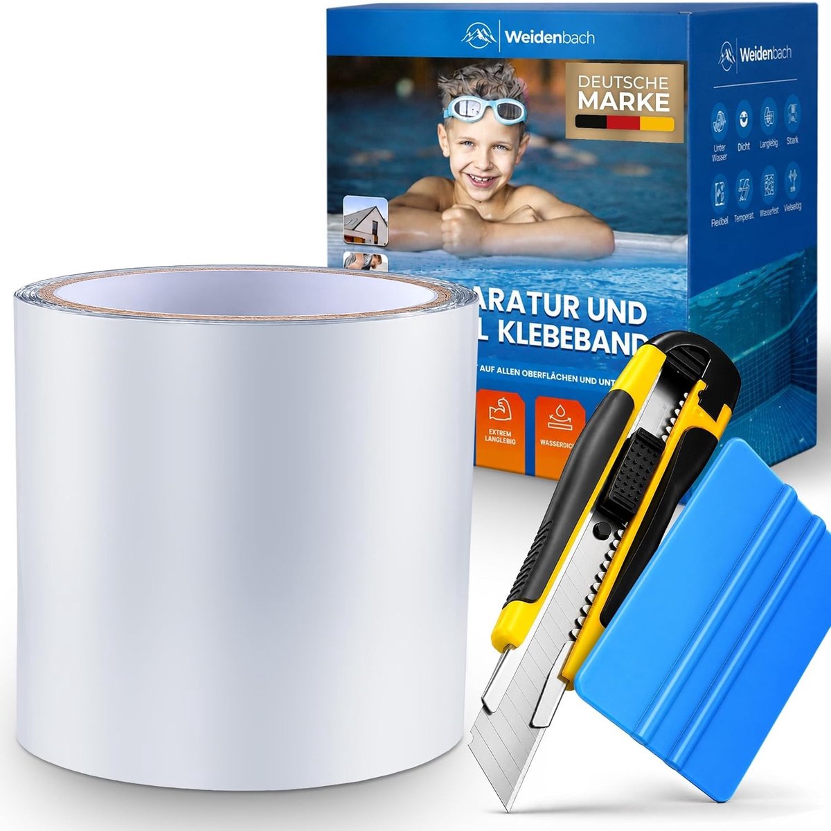 Zwembadreparatieset - Transparant - 10 cm x 150 cm - Waterdichte Plakband voor Onderwater Reparaties - Voor Zwembaden