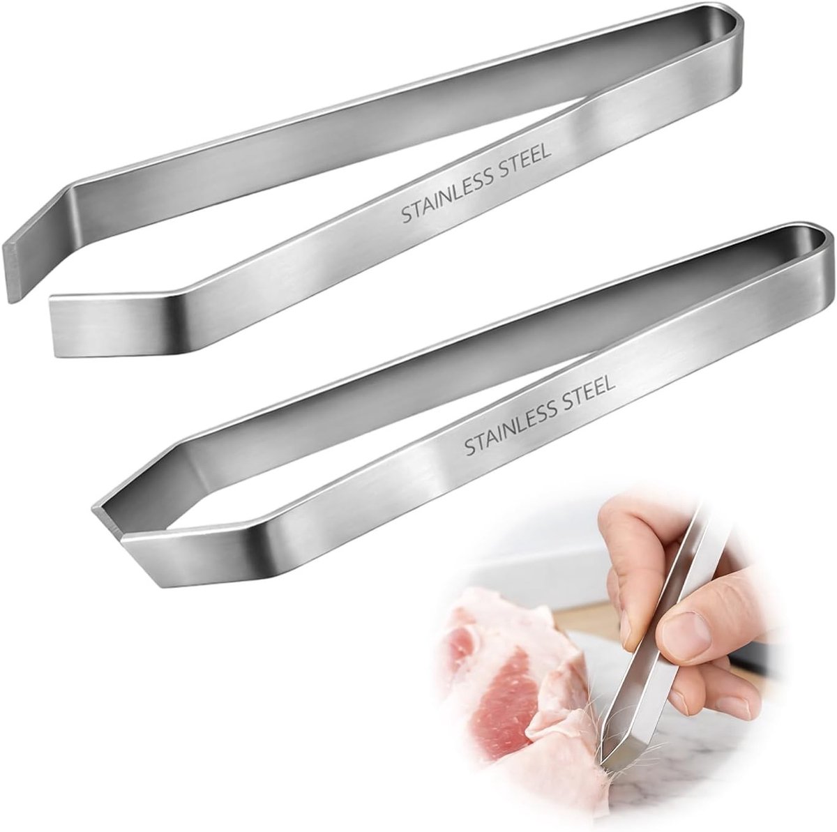Premium roestvrijstalen gratentangset van 11 cm – Nauwkeurige visgraat- en haarverwijderaar, vaatwasmachinebestendig en ideaal voor keukengebruik