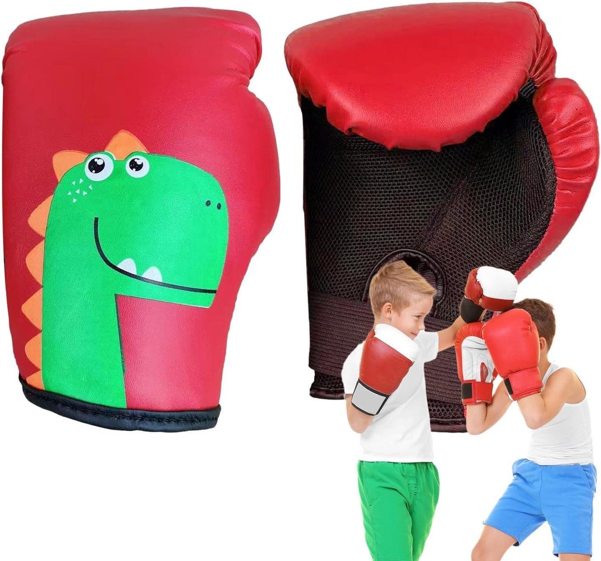 Kinder Bokshandschoenen - Kickboks handschoenen - Sport Training - Ademend Mesh - 3-8 Jaar - Rood